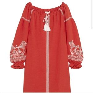 Make Red Boho Peasant Dress with Embroidery